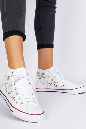 Lesli witte dames ażurowe sneakers 2