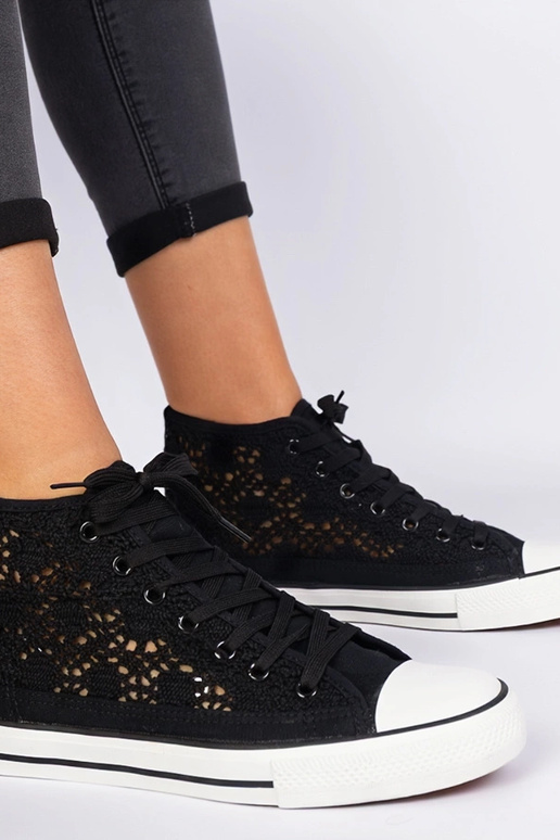 Lesli zwarte dames ażurowe sneakers Lesli zwarte dames ażurowe sneakers