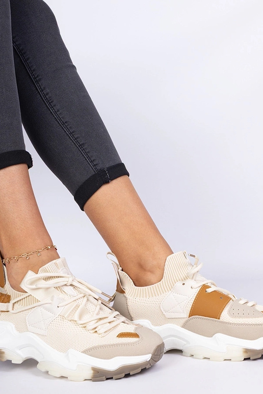 Milada beige dames sneakers met...
