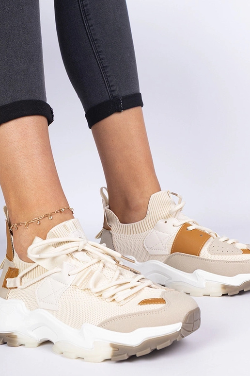 Milada beige dames sneakers met...