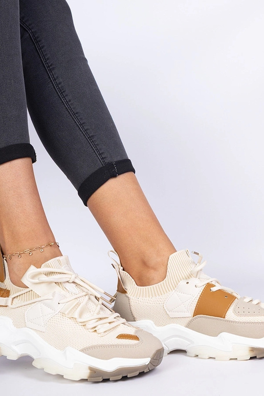 Milada beige dames sneakers met...