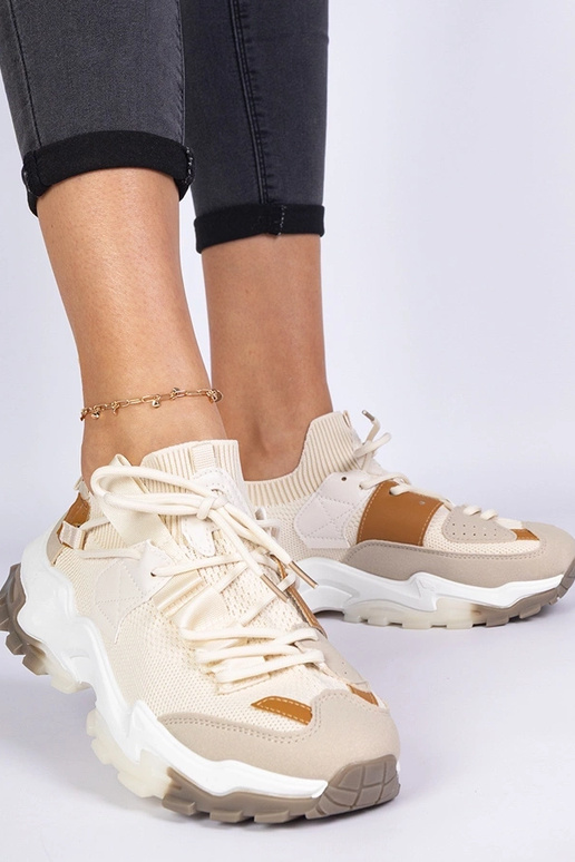 Milada beige dames sneakers met...