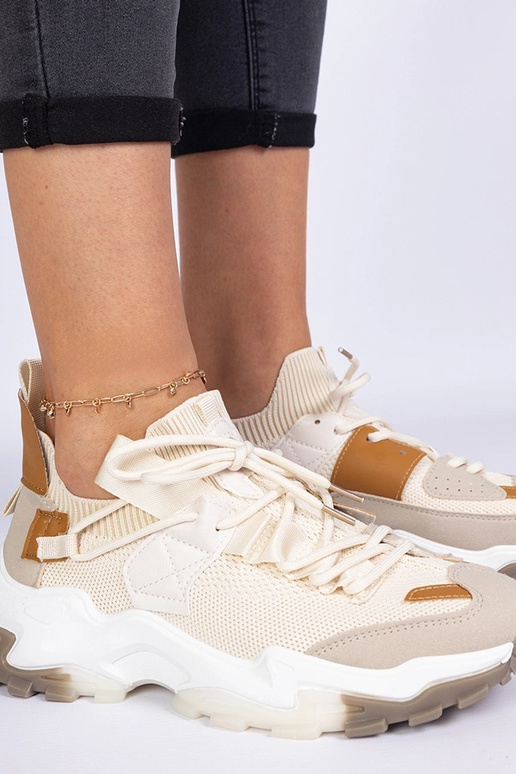 Milada beige dames sneakers met...