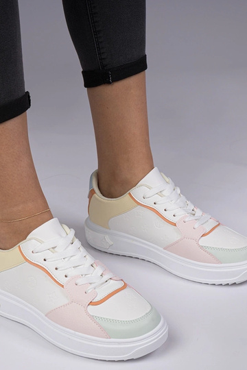 Wit-gele sportschoenen van kunstleer Lavilia