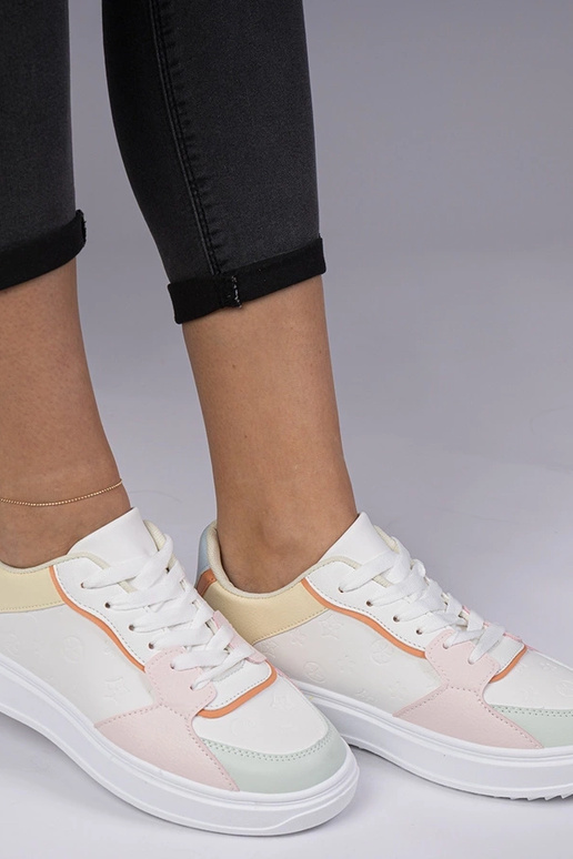 Wit-gele sportschoenen van kunstleer...