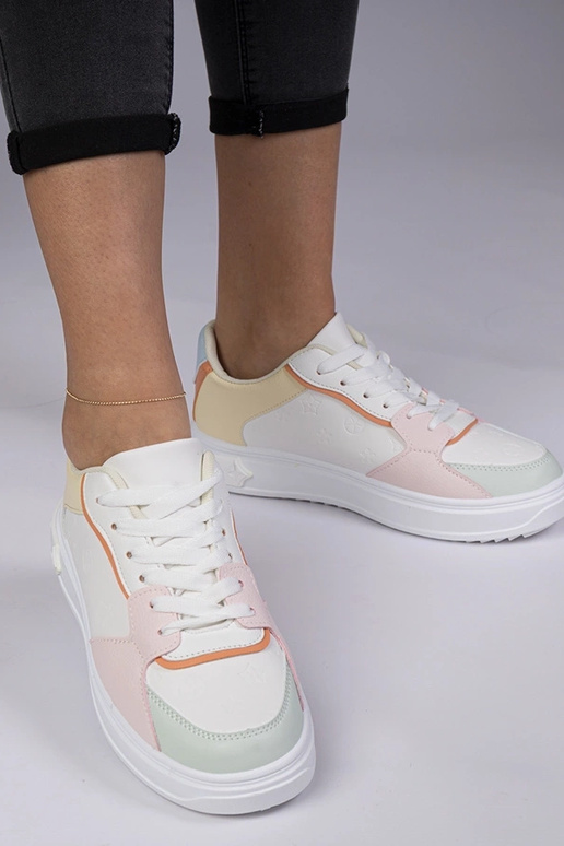 Wit-gele sportschoenen van kunstleer...