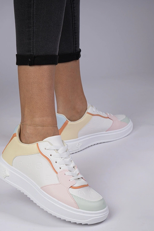 Wit-gele sportschoenen van kunstleer...