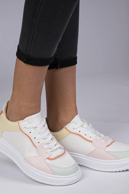 Wit-gele sportschoenen van kunstleer...