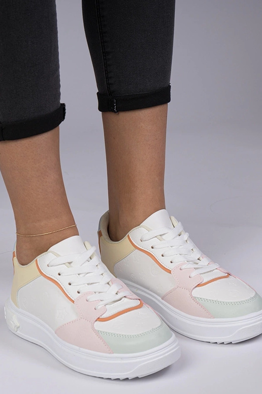 Wit-gele sportschoenen van kunstleer...