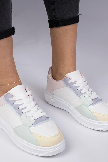 Wit-blauwe sportschoenen van kunstleer Lavilia