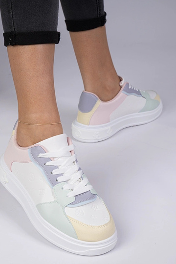 Wit-blauwe sportschoenen van kunstleer Lavilia 2