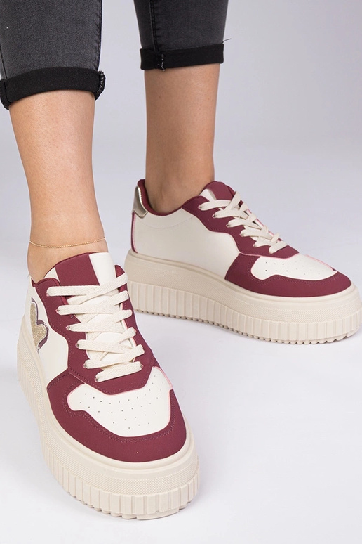 Bordeaux dames sneakers met een...