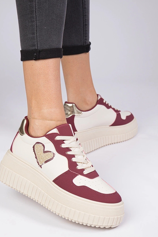 Bordeaux dames sneakers met een...