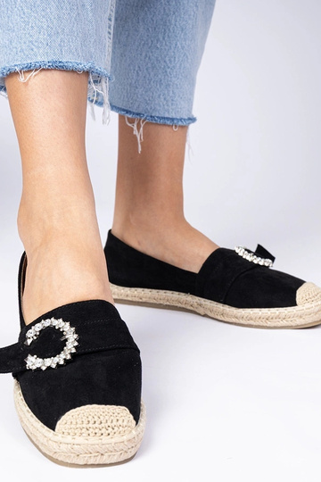 Zwarte espadrilles versierd met zirconia's Maruta