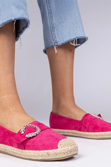 Roze espadrilles versierd met zirconia's Maruta
