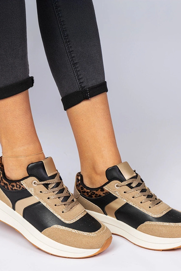Zwarte dames sneakers met glitter en een dierenpatroon Markuta 2