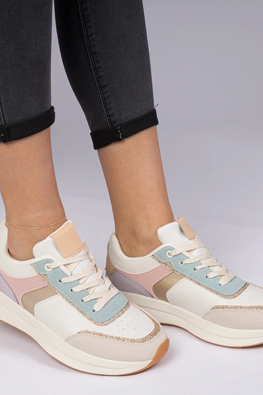 Multikleurige dames sneakers met... Multikleurige dames sneakers met...