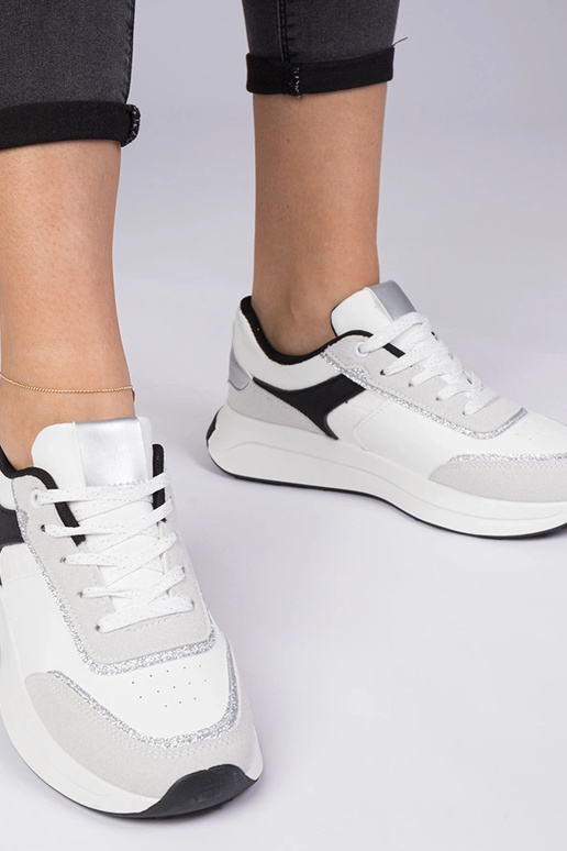 Witte dames sneakers met glitter Markuta Witte dames sneakers met glitter Markuta