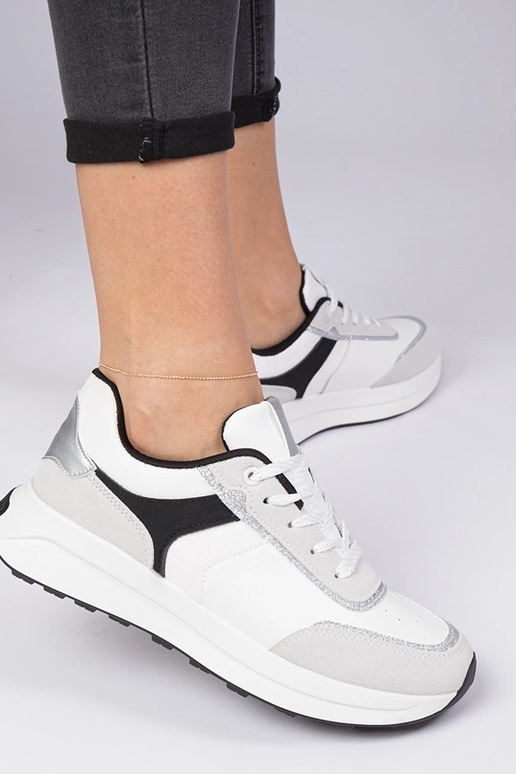 Witte dames sneakers met glitter Markuta Witte dames sneakers met glitter Markuta