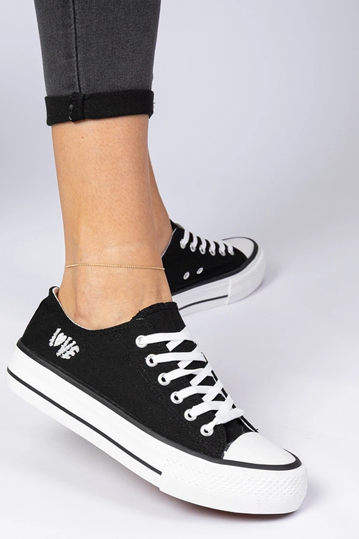 Zwarte klassieke dames sneakers Ellana Zwarte klassieke dames sneakers Ellana