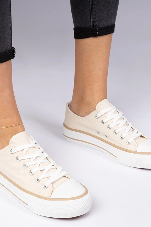 Beige klassieke dames sneakers Ellana