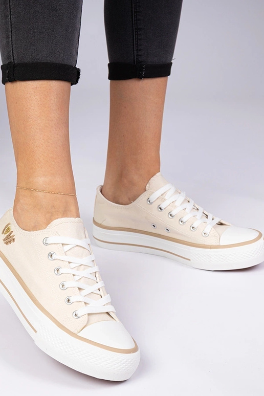 Beige klassieke dames sneakers Ellana