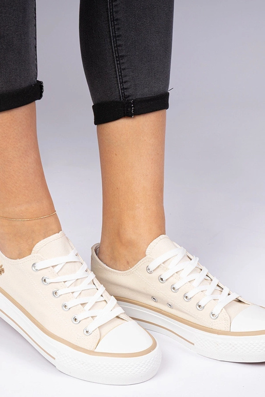 Beige klassieke dames sneakers Ellana