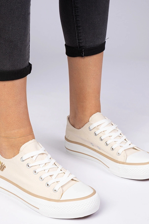 Beige klassieke dames sneakers Ellana
