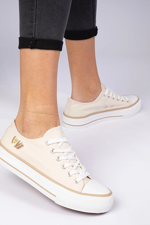 Beige klassieke dames sneakers Ellana