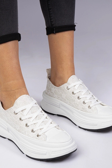 Witte dames sneakers met kant Katerin