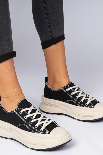Zwarte dames sneakers van stof Katerin 2
