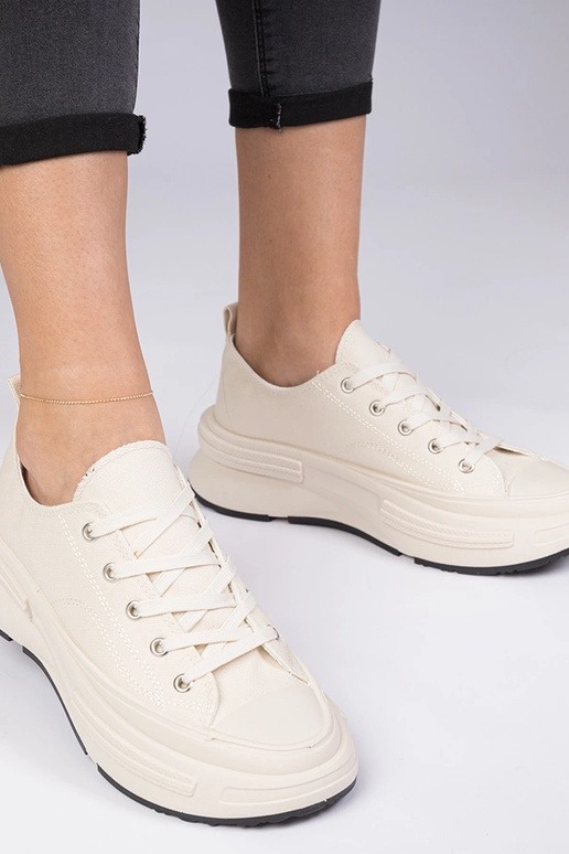 Beige dames sneakers van stof Katerin Beige dames sneakers van stof Katerin