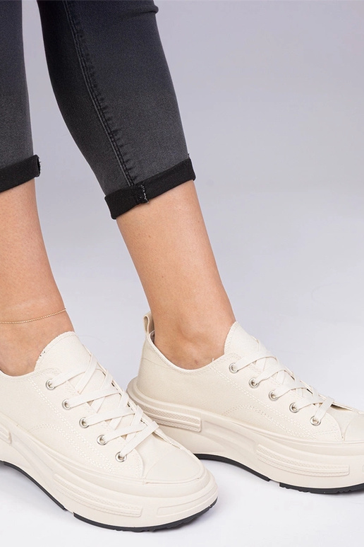 Beige dames sneakers van stof Katerin Beige dames sneakers van stof Katerin
