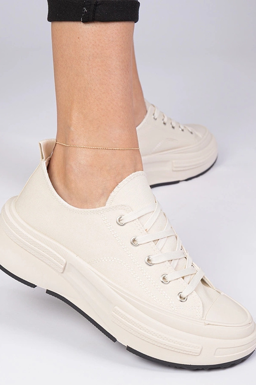 Beige dames sneakers van stof Katerin Beige dames sneakers van stof Katerin
