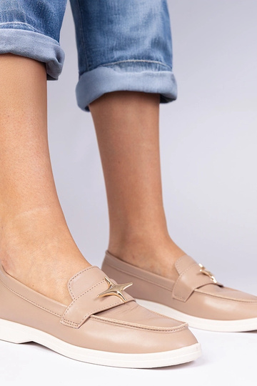Donkerbeige dames mocassins...