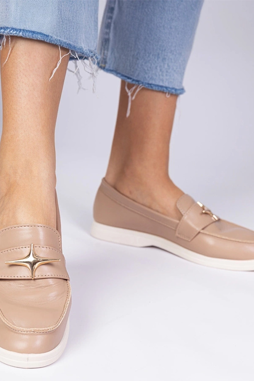 Donkerbeige dames mocassins met... Donkerbeige dames mocassins met...