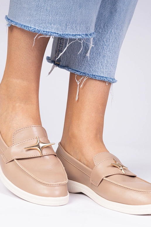 Donkerbeige dames mocassins met... Donkerbeige dames mocassins met...