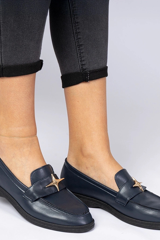 Marineblauwe dames mocassins met... Marineblauwe dames mocassins met...