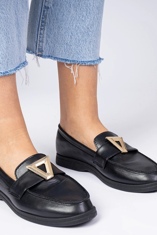 Zwarte dames mocassins met elegante... Zwarte dames mocassins met elegante...