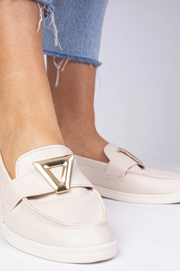 Beige dames mocassins met... 2