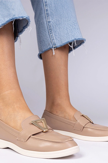 Donkerbeige dames mocassins...