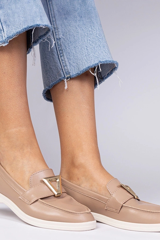 Donkerbeige dames mocassins met... Donkerbeige dames mocassins met...