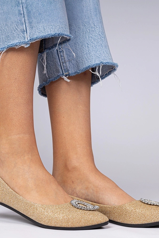 Gouden damesbalerina's met glitter en... Gouden damesbalerina's met glitter en...