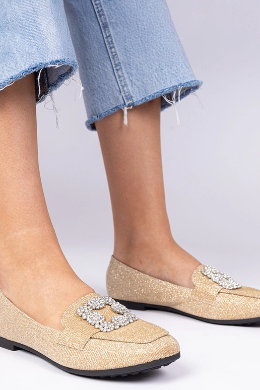 Gouden glitter mocassins met zirconia... Gouden glitter mocassins met zirconia...