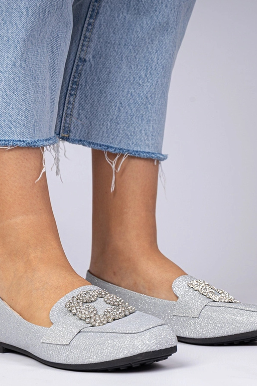 Zilveren glitter mocassins met... Zilveren glitter mocassins met...