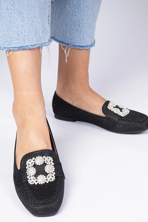 Zwarte glitter mocassins met zirconia... Zwarte glitter mocassins met zirconia...