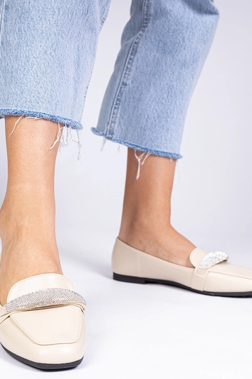 Beige dames mocassins met... 2