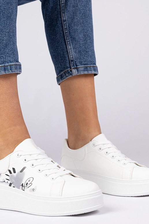 Witte sportieve sneakers met print... Witte sportieve sneakers met print...