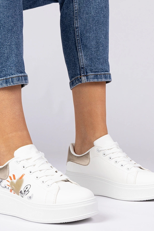 Wit-gouden sportieve sneakers met... Wit-gouden sportieve sneakers met...