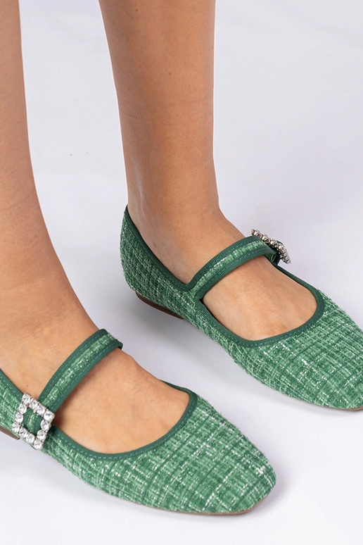 Groene dames balerina's met gesp en... Groene dames balerina's met gesp en...